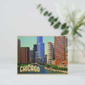 Chicago Skyline Postkarte (Stehend Vorderseite)