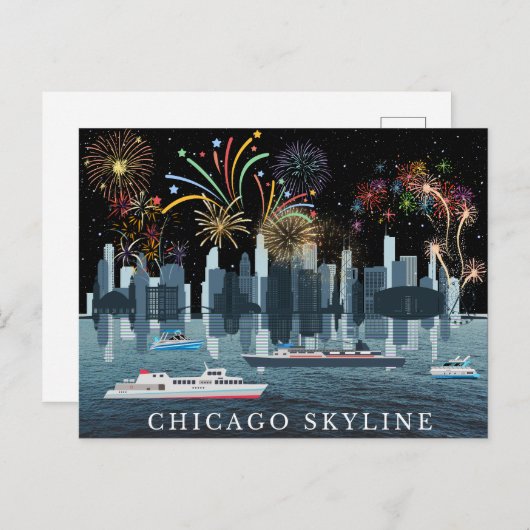 Chicago Skyline Postkarte (Vorne/Hinten)