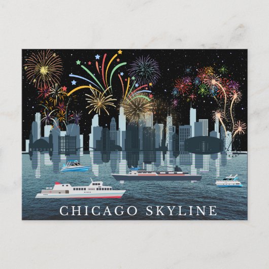 Chicago Skyline Postkarte (Vorderseite)