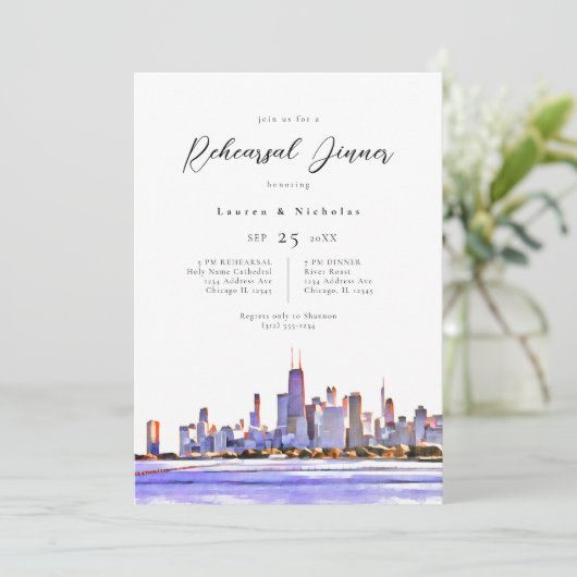 Chicago Skyline Probe Dinner Einladung (Stehend Vorderseite)
