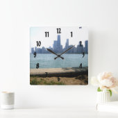 Chicago Skyline Quadratische Wanduhr (Zuhause)