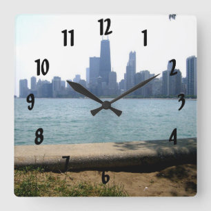 Chicago Skyline Quadratische Wanduhr