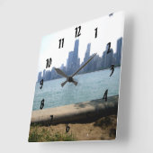 Chicago Skyline Quadratische Wanduhr (Winkel)
