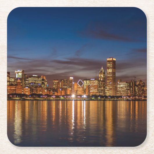 Chicago Skyline Rechteckiger Pappuntersetzer (Vorderseite)