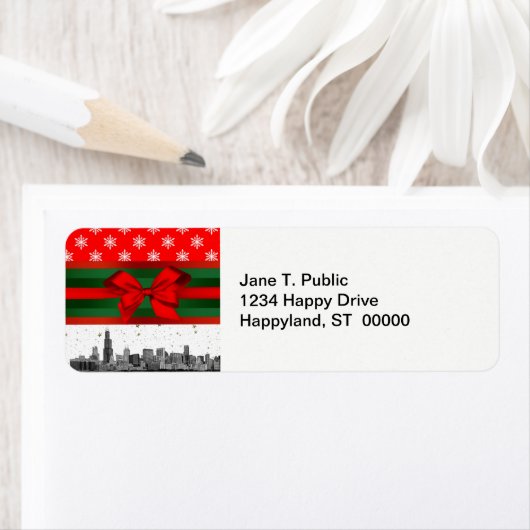 Chicago Skyline Red Snowflake Weihnachten (Insitu)