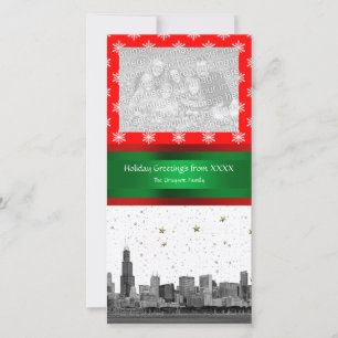 Chicago Skyline Red Snowflake Weihnachten