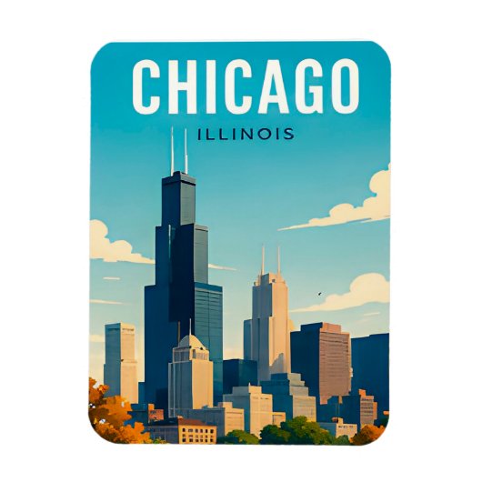 Chicago Skyline Reflexionen Magnet (Vertikal)