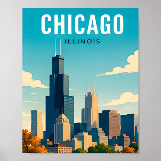 Chicago Skyline Reflexionen Poster (Vorne)