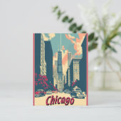 Chicago Skyline Reise Postkarte (Stehend Vorderseite)