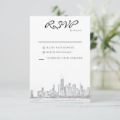 Chicago Skyline Response Card RSVP Karte (Stehend Vorderseite)