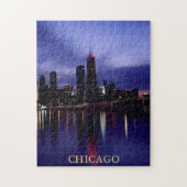 Chicago Skyline River Light Reflection in Dusk Puzzle (Vertikal)