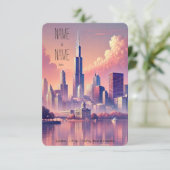Chicago Skyline RSVP Card (Stehend Vorderseite)