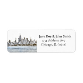 Chicago Skyline Rücksendeadressen-Aufklebers