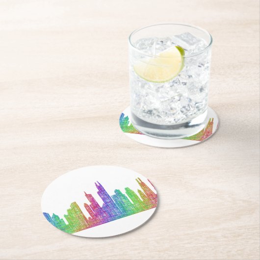 Chicago-Skyline Runder Pappuntersetzer (Vor Ort)