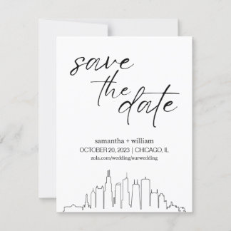 Chicago Skyline Save the Date MINIMALISTISCH Einladung