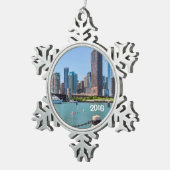 Chicago Skyline Schneeflocken Zinn-Ornament (Rechts)
