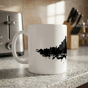 Chicago Skyline Schwarz Weiß Aquarell Stadt Kunst Kaffeetasse