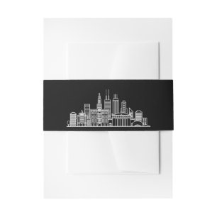Chicago Skyline Schwarz-Weiß-Hochzeit Einladungsbanderole