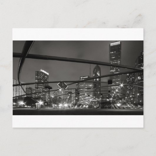 Chicago-Skyline-Schwarzes u. Weiß Postkarte (Vorderseite)
