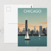 Chicago Skyline Segelboote Postkarte (Vorne/Hinten)