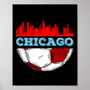 Chicago Skyline-Shirt Chicago Fußball-T-Shirt Futb Poster