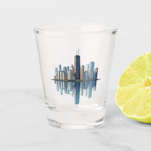 Chicago Skyline Shot Glass Schnapsglas (Vorderseite)
