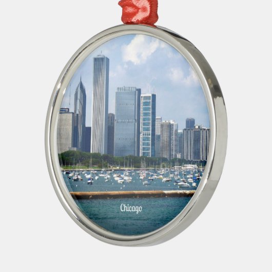 Chicago Skyline Silbernes Ornament (Links)