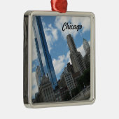 Chicago Skyline Silbernes Ornament (Rechts)