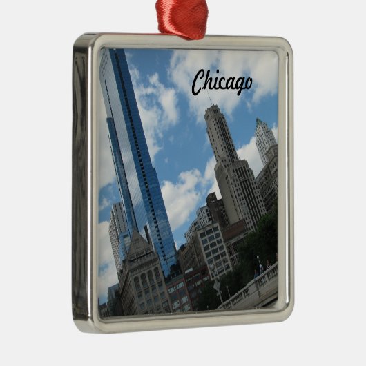 Chicago Skyline Silbernes Ornament (Rechts)