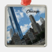Chicago Skyline Silbernes Ornament (Vorne)