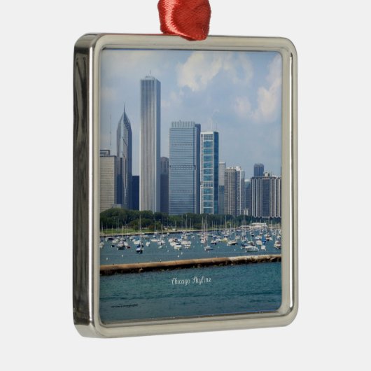 Chicago Skyline Silbernes Ornament (Rechts)