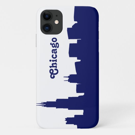 Chicago Skyline Silhouette Blue Case-Mate iPhone Hülle (Rückseite)