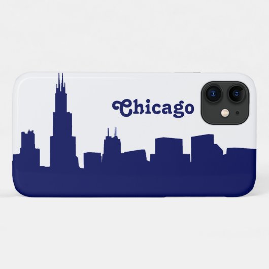 Chicago Skyline Silhouette Blue Case-Mate iPhone Hülle (Rückseite (Horizontal))
