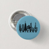Chicago Skyline Silhouette  Button (Vorne & Hinten)