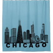 Chicago Skyline Silhouette  Duschvorhang (Vorderseite)