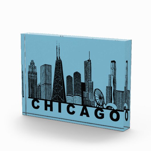 Chicago Skyline Silhouette  Fotoblock (Rechts)
