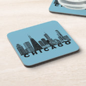 Chicago Skyline Silhouette  Getränkeuntersetzer (Linke Seite)