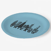 Chicago Skyline Silhouette  Pappteller (Schrägansicht)