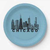 Chicago Skyline Silhouette  Pappteller (Vorderseite)