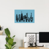 Chicago Skyline Silhouette  Poster (Heimbüro)