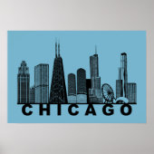 Chicago Skyline Silhouette  Poster (Vorne)