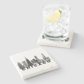 Chicago Skyline Silhouette  Steinuntersetzer (Seitenansicht)