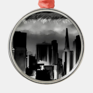 Chicago Skyline Sketch in Schwarz und Weiß Ornament Aus Metall