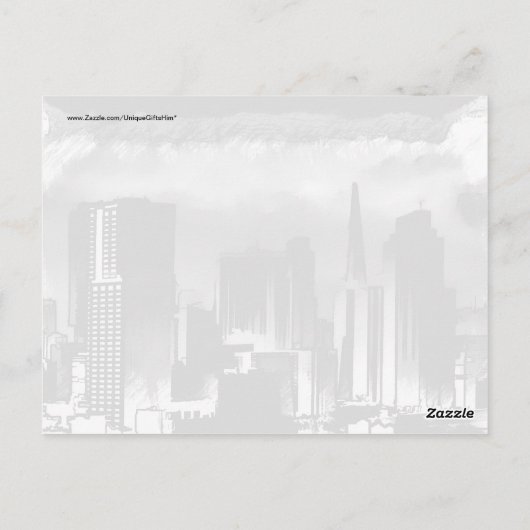 Chicago Skyline Sketch in Schwarz und Weiß Postkarte (Rückseite)