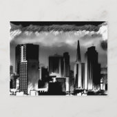 Chicago Skyline Sketch in Schwarz und Weiß Postkarte (Vorderseite)