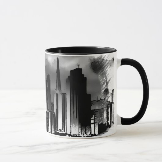 Chicago Skyline Sketch in Schwarz und Weiß Tasse (Rechts)