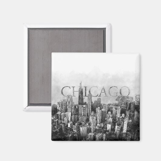 Chicago Skyline Sketch Magnet (Vorderseite/Rückseite)