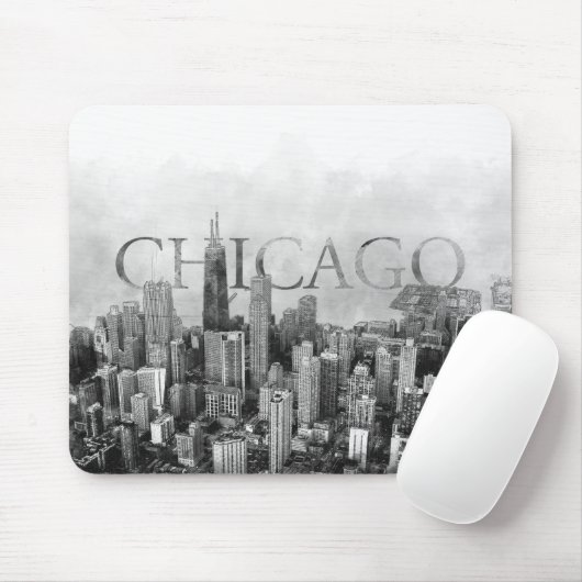 Chicago Skyline Sketch Mousepad (Mit Mouse)