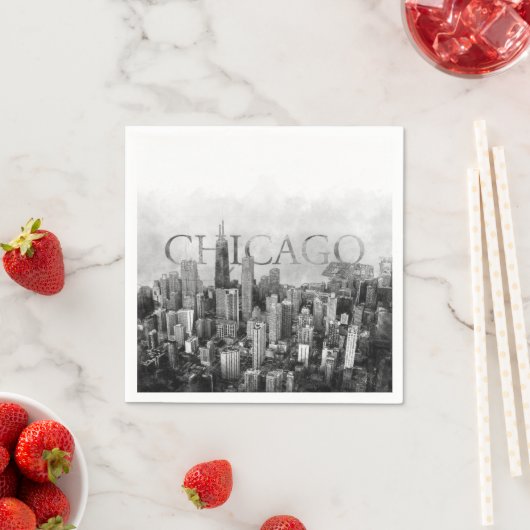 Chicago Skyline Sketch Serviette (Beispiel)