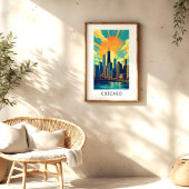 Chicago-Skyline-Sonnenuntergangs-Poster Poster